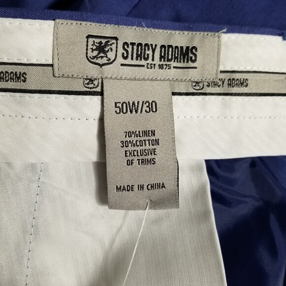 New Stacy Adams Blue Linen Blend Dress Pants 50 Mens Trousers 51x30 - Picture 11 of 11